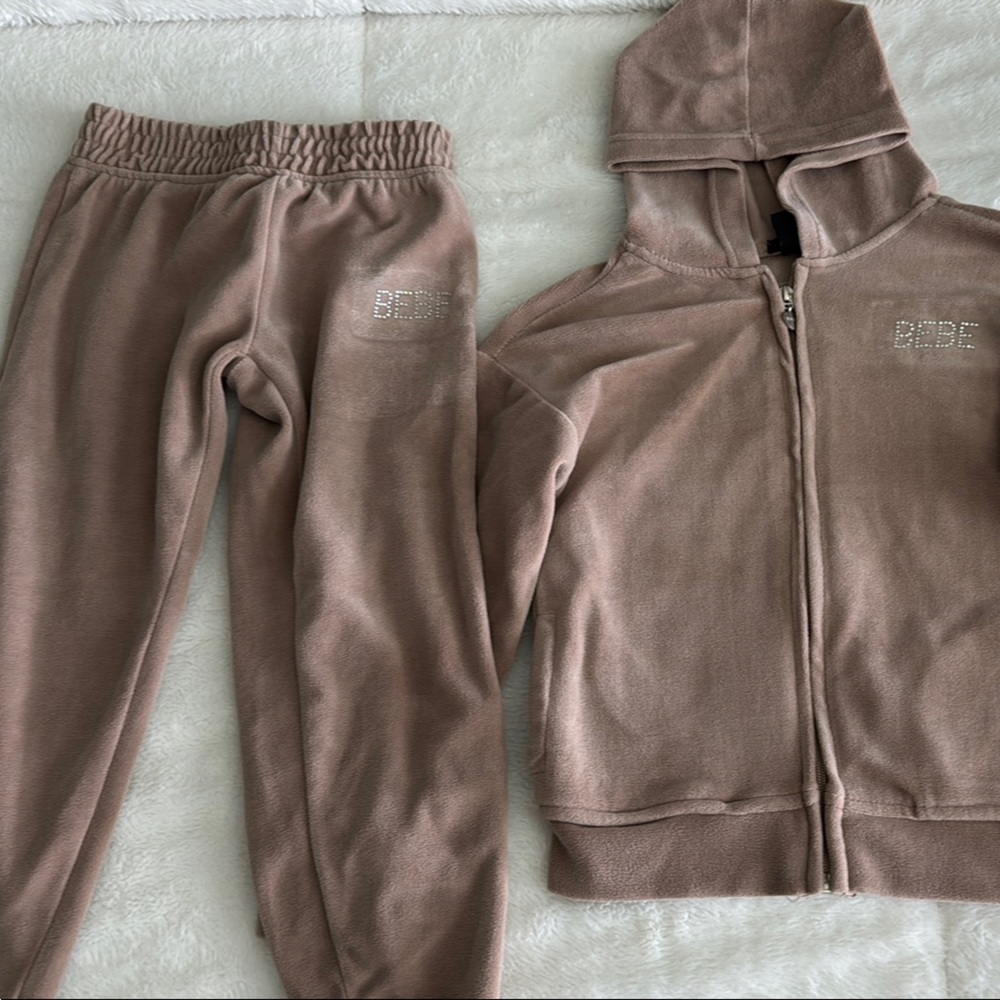 Kids Cozy Fleece Set in tan by BEBE